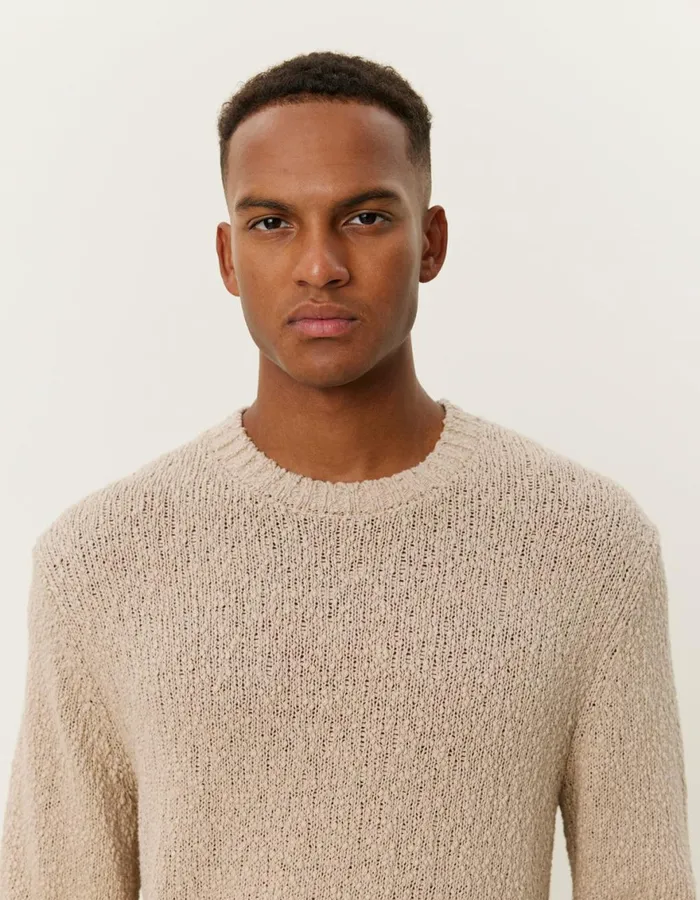 Knitwear Men Les Deux Errol Cotton Roundneck 8211 Light Desert Sand