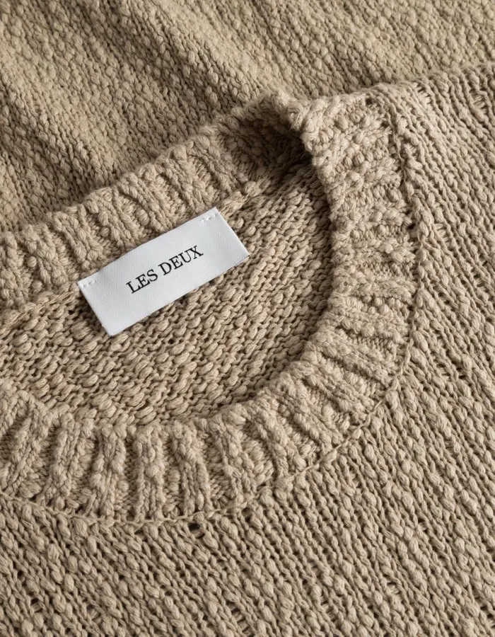 Knitwear Men Les Deux Errol Cotton Roundneck 8211 Light Desert Sand