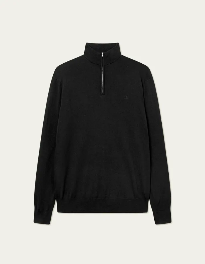 Knitwear Men Les Deux Greyson HalfZip Merino Knit 8211 BlackBlack