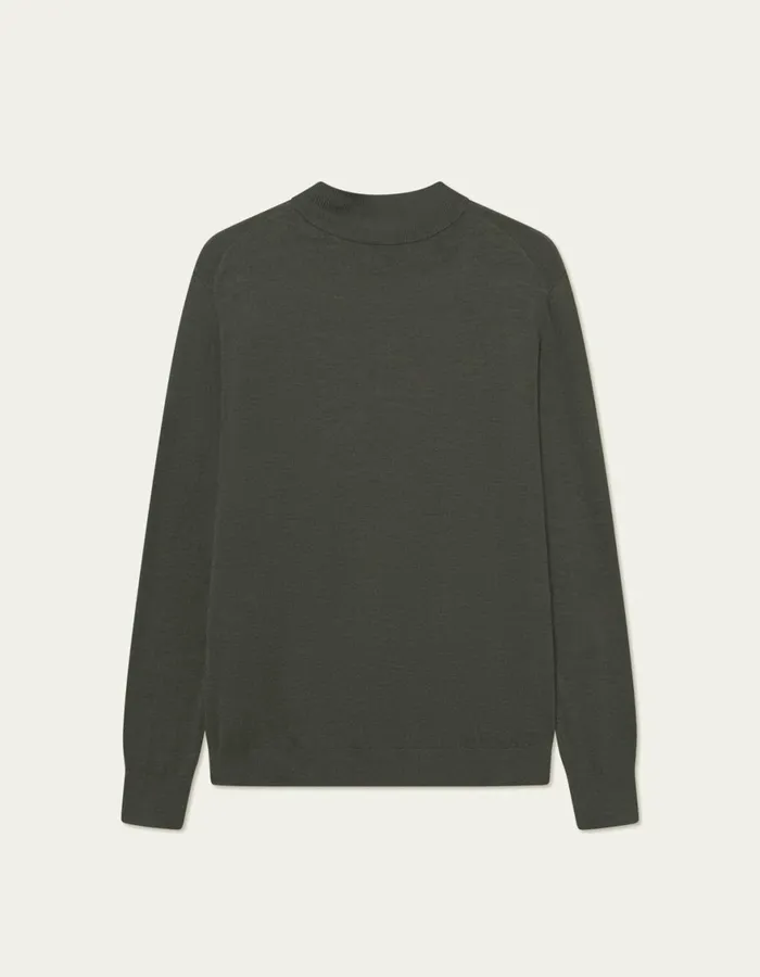 Knitwear Men Les Deux Greyson HalfZip Merino Knit 8211 Forest Green Melange