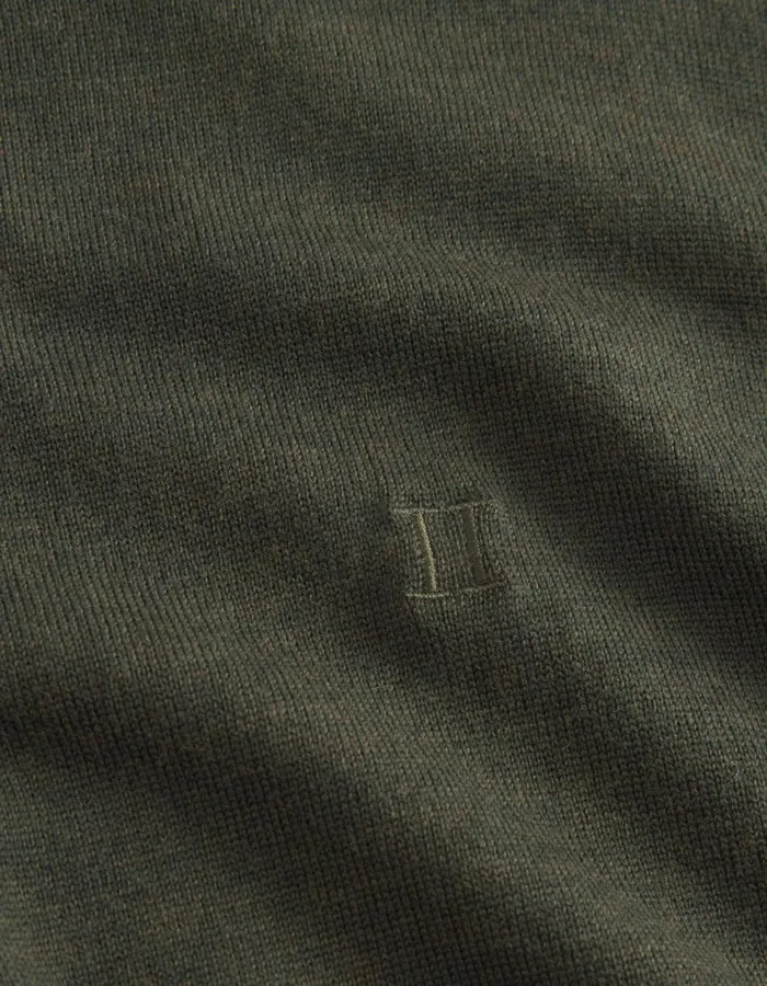 Knitwear Men Les Deux Greyson HalfZip Merino Knit 8211 Forest Green Melange