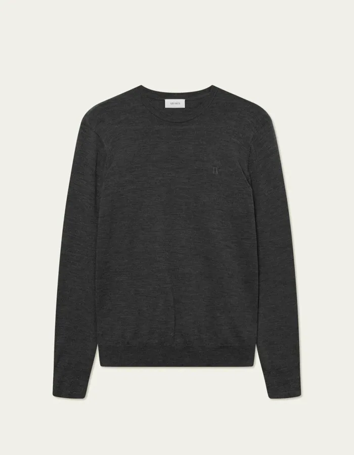 Knitwear Men Les Deux Greyson Merino Knit 8211 Dark Grey Melange