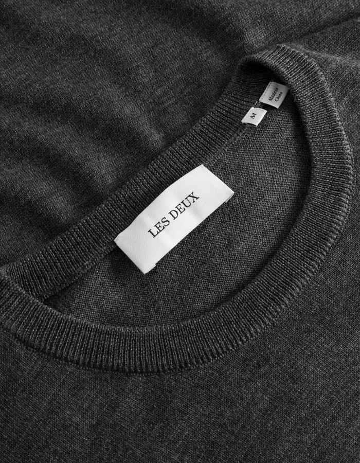 Knitwear Men Les Deux Greyson Merino Knit 8211 Dark Grey Melange