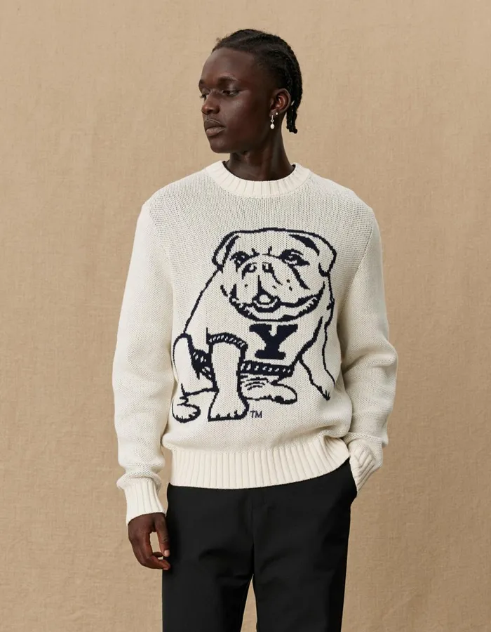 Knitwear Men Les Deux Yale Bulldog Cotton Knit 8211 Ivory