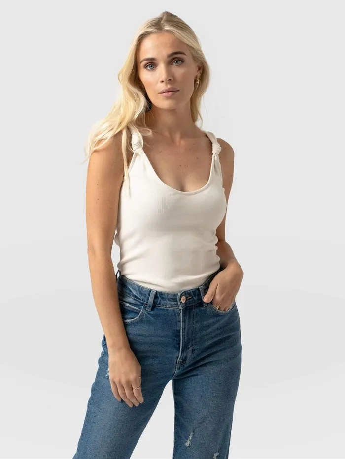 Knot Vest Rib 8211 Cream Cream Women Saint And Sofia Casual Tops
