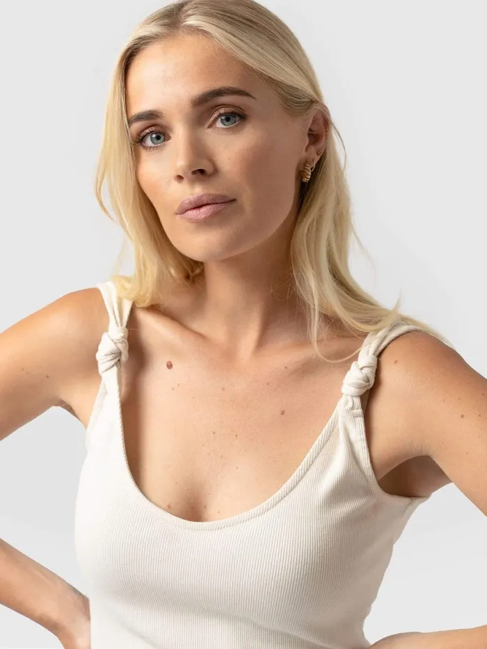 Knot Vest Rib 8211 Cream Cream Women Saint And Sofia Casual Tops