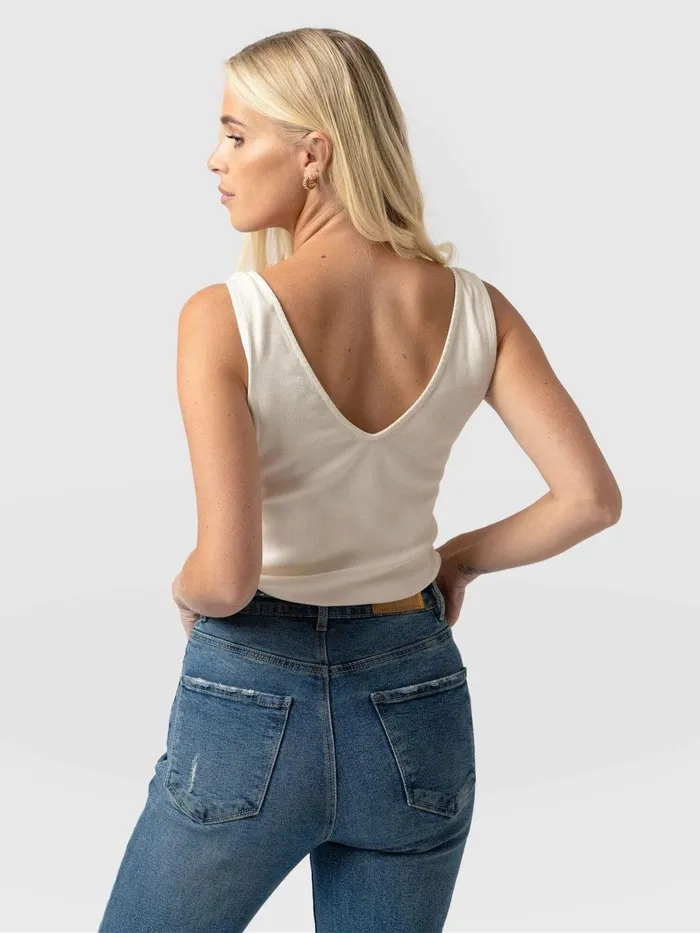 Knot Vest Rib 8211 Cream Cream Women Saint And Sofia Casual Tops