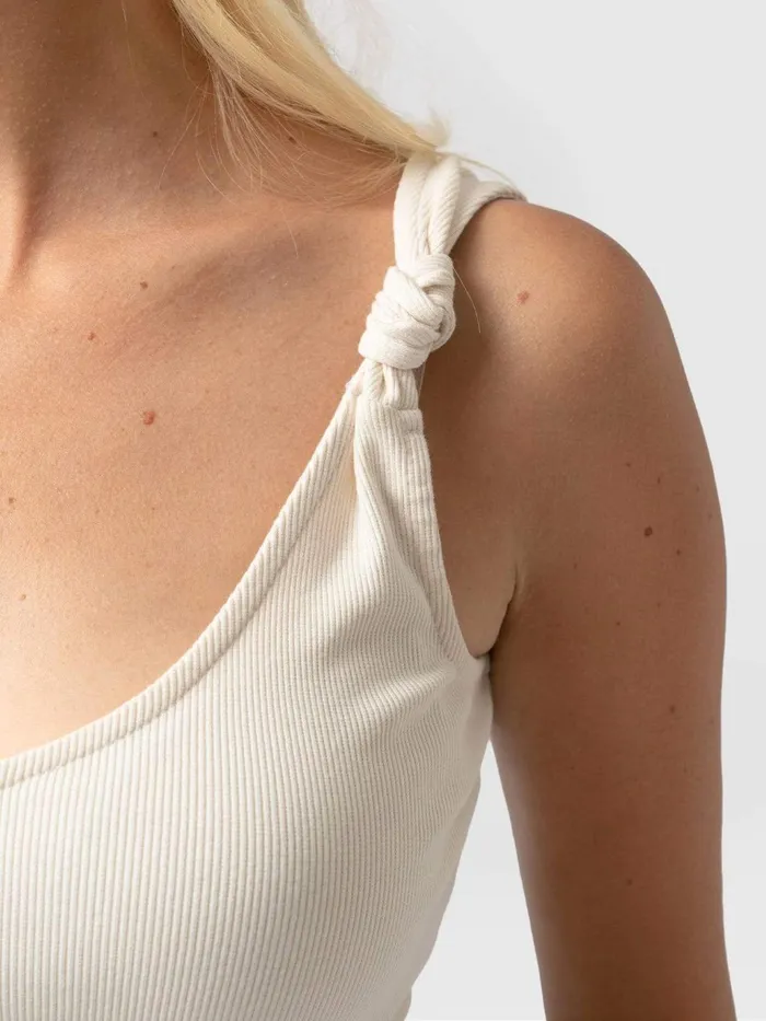 Knot Vest Rib 8211 Cream Cream Women Saint And Sofia Casual Tops
