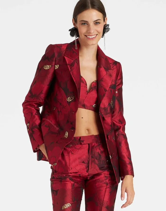 La Doublej 247 Jacket Ruby Red In Jacquard Women Outerwear