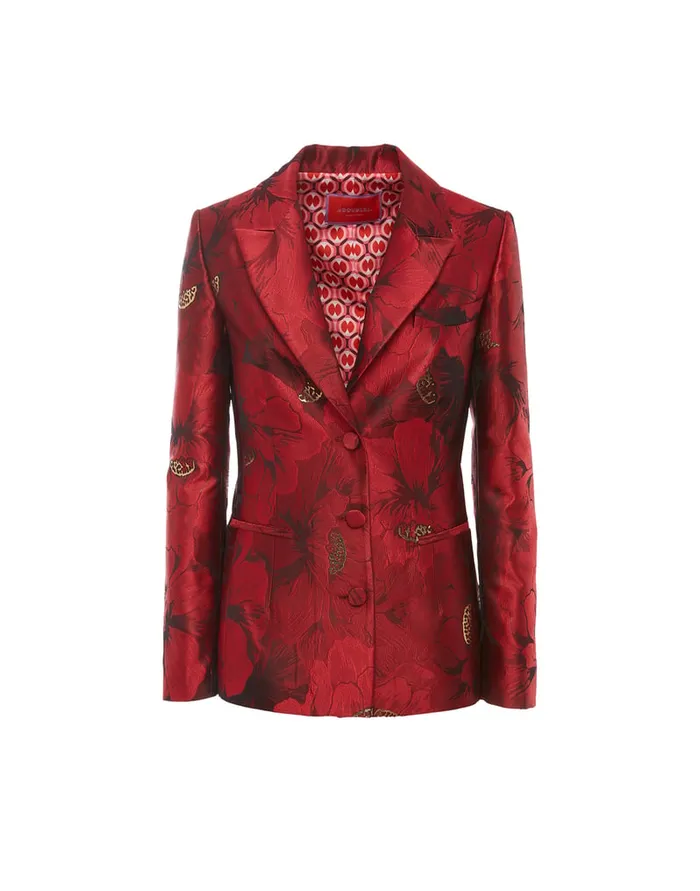 La Doublej 247 Jacket Ruby Red In Jacquard Women Outerwear