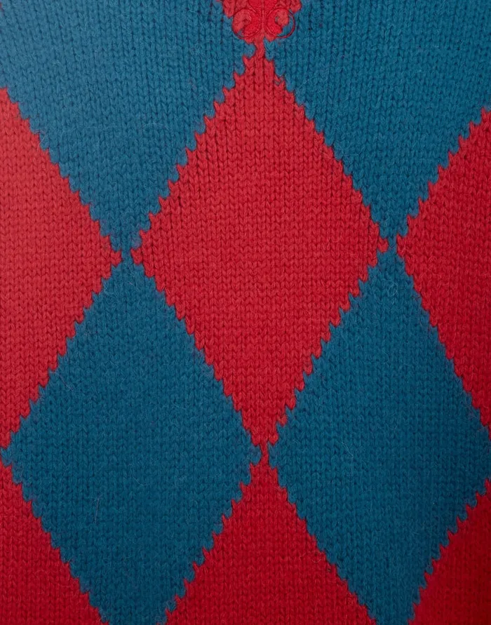 La Doublej Argyle Sweater Red and Blue In Wool Women Knitwear