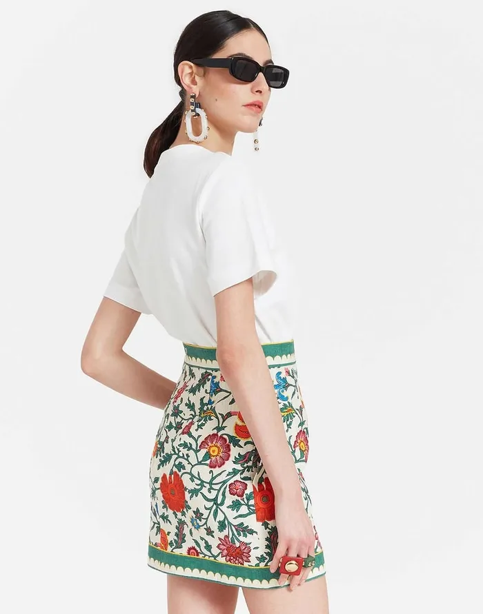 La Doublej Baia Mini Skirt Dragonflower Mini Multicolor In Shot Cotton Women Skirts La Doublej Baia Mini Skirt Dragonflower Mini Multicolor In Shot Cotton Women Skirts