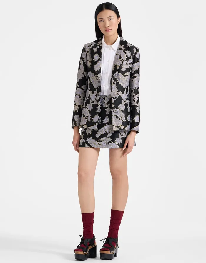 La Doublej Baia Mini Skirt Lark Black In Jacquard Women Skirts