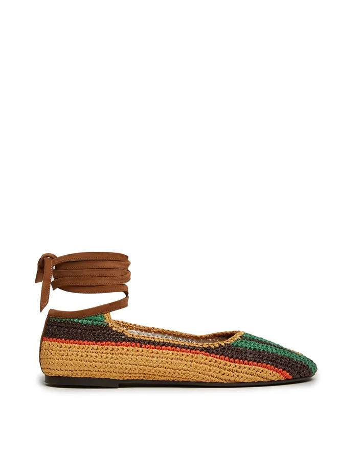 La Doublej Ballerina Flats Multicolor Cioccolato In Raffia Women Shoes