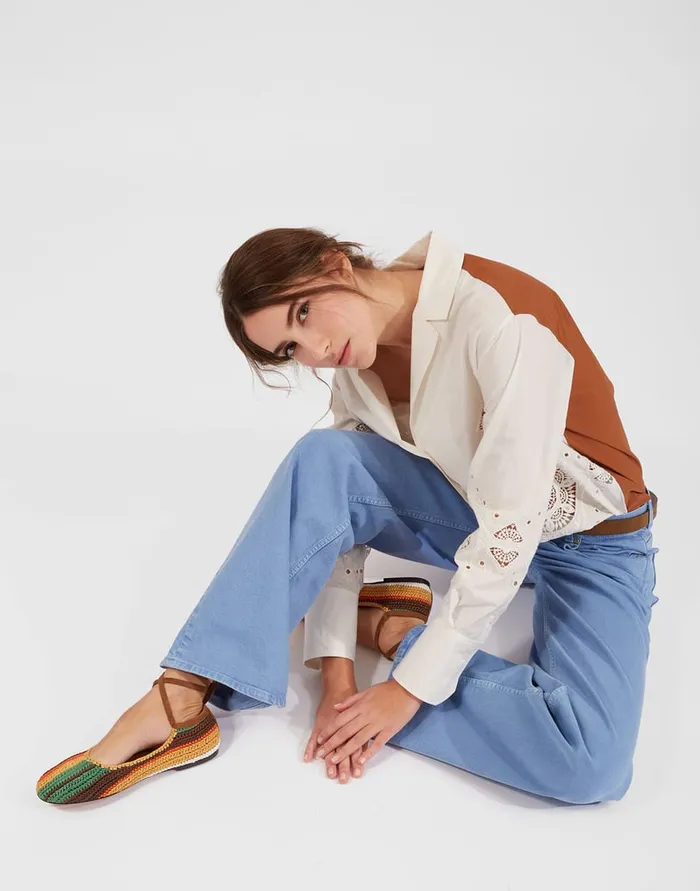 La Doublej Ballerina Flats Multicolor Cioccolato In Raffia Women Shoes