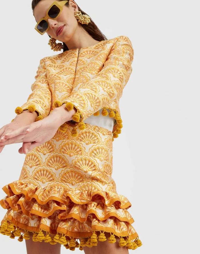 La Doublej Bijoux Jacket Fans Gold In Jacquard With Tassels Women Outerwear