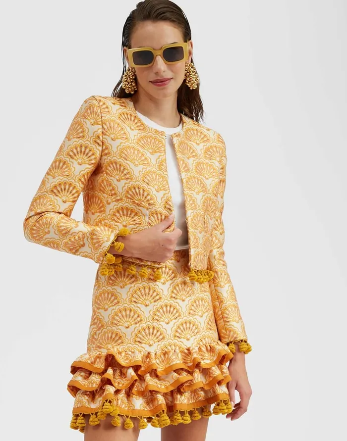 La Doublej Bijoux Jacket Fans Gold In Jacquard With Tassels Women Outerwear