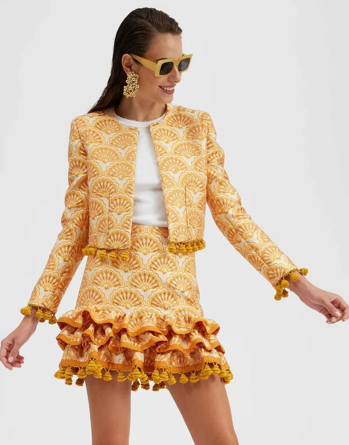 La Doublej Bijoux Jacket Fans Gold In Jacquard With Tassels Women Outerwear