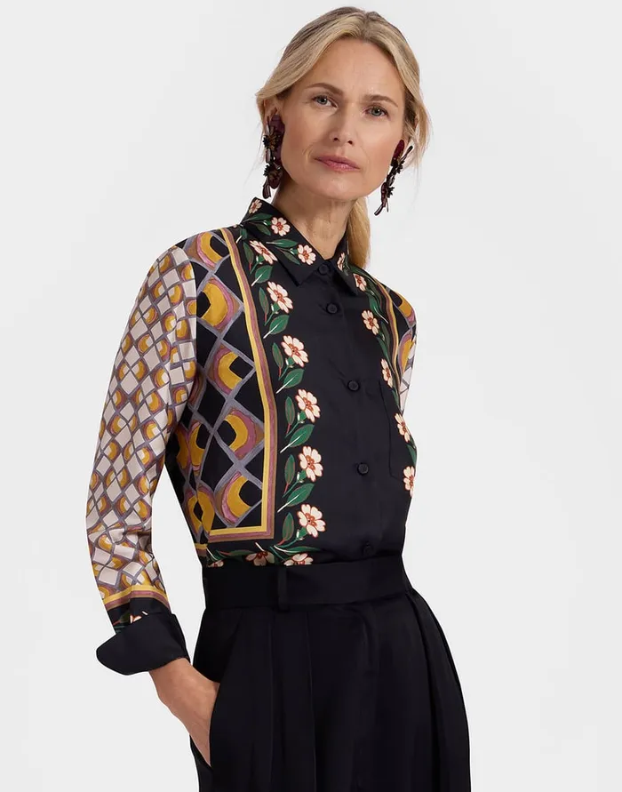 La Doublej Boy Shirt Dazed Place Black In Silk Twill Women Shirts and Tops
