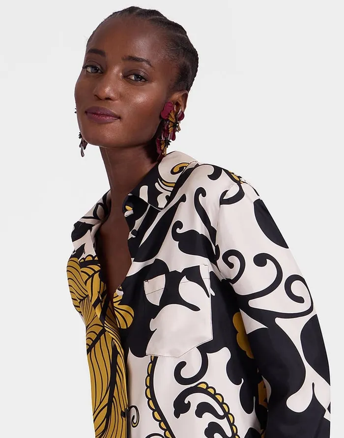 La Doublej Boy Shirt Marea Black and White In Silk Twill Women Shirts and Tops La Doublej Boy Shirt Marea Black and White In Silk Twill Women Shirts and Tops