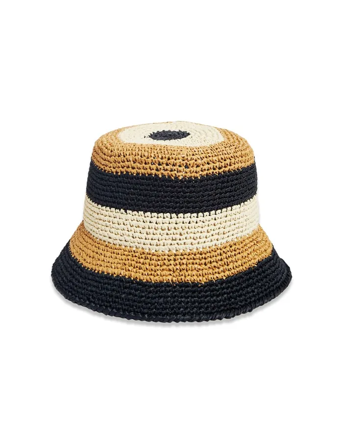 La Doublej Bucket Hat Color Block Light Beige In Raffia Crochet Women Hats