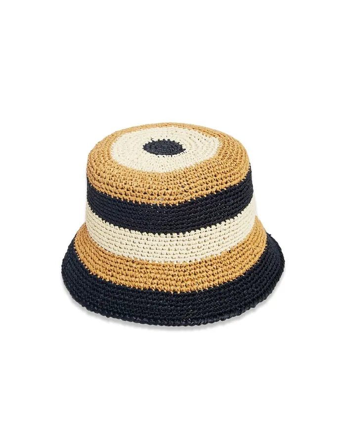 La Doublej Bucket Hat Color Block Light Beige In Raffia Crochet Women Hats