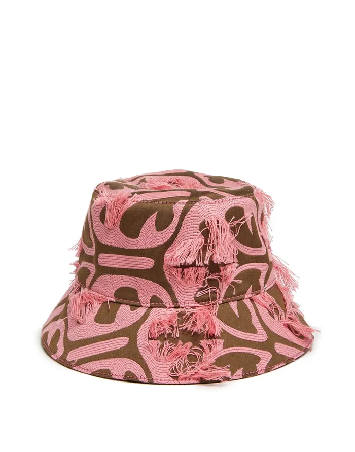 La Doublej Bucket Hat Grove KakiPink In Jacquard Women Hats