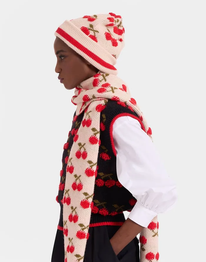 La Doublej Cherry Beanie Off White In Wool Women Hats