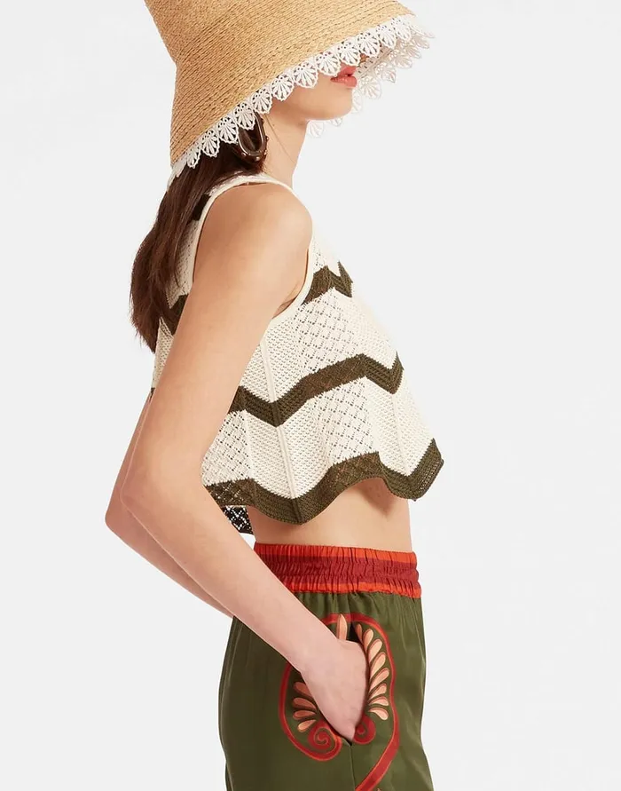 La Doublej Chevron Top Solid Camouflage In Knit Chevron Women Shirts and Tops La Doublej Chevron Top Solid Camouflage In Knit Chevron Women Shirts and Tops