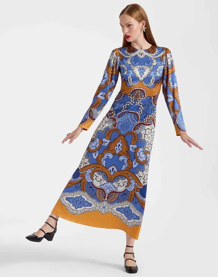 La Doublej Clingy Swing Dress Portal Place Light Blue In Stretch Satin Women Dresses La Doublej Clingy Swing Dress Portal Place Light Blue In Stretch Satin Women Dresses