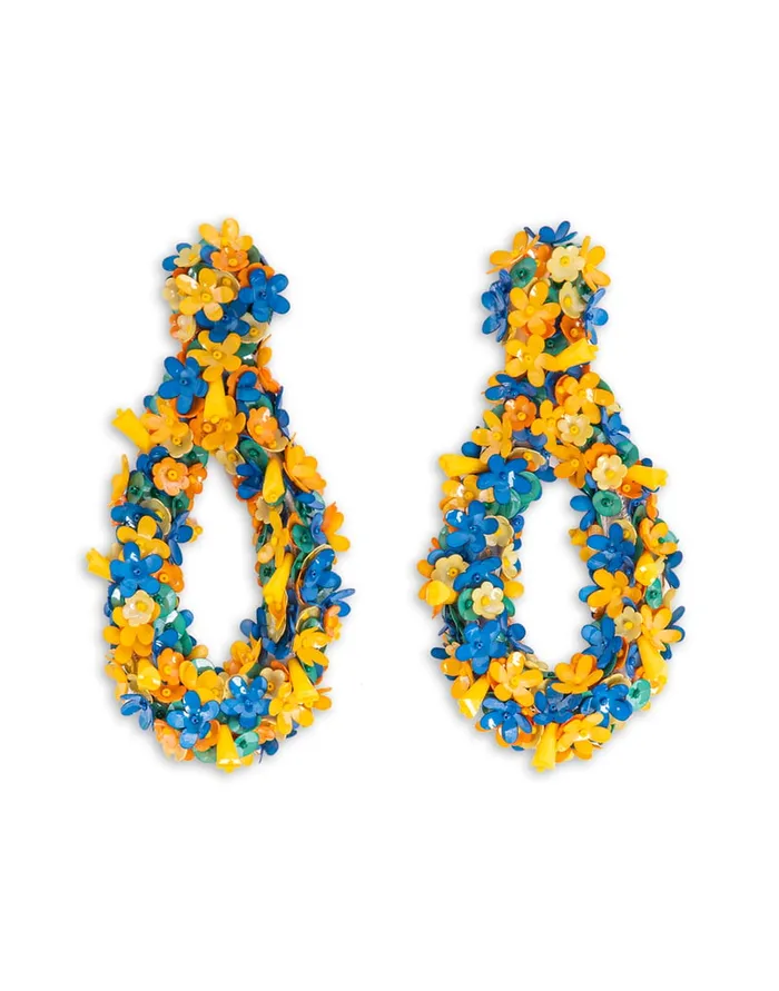 La Doublej Confetti Hoop Earrings Solid Yellow In Macro Flower Women Jewelry