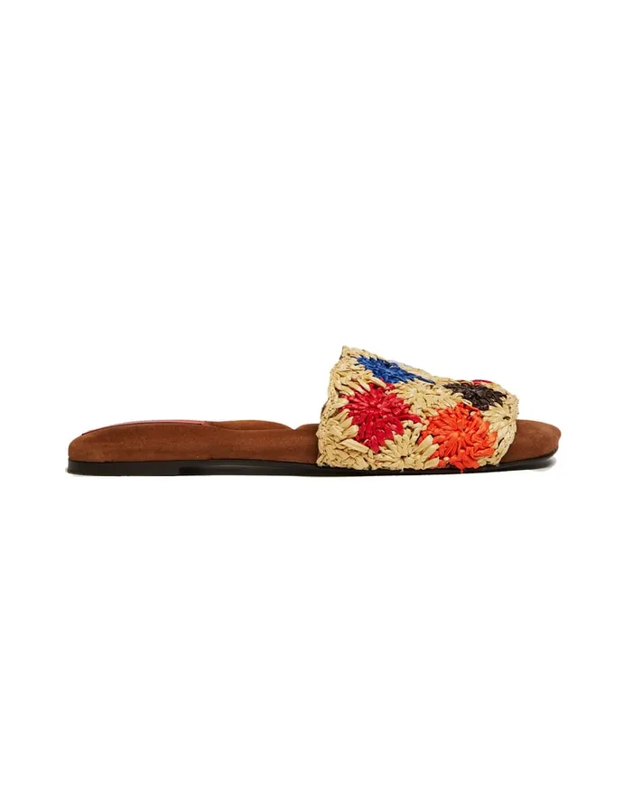 La Doublej Crochet Sandal Multicolor Grigio In Raffia Women Shoes