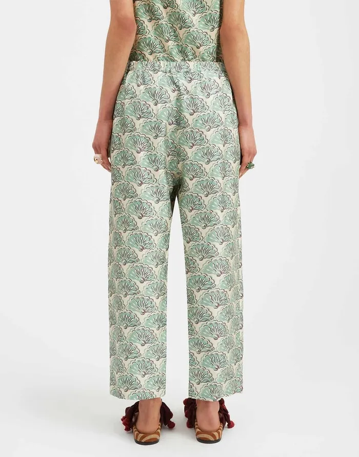 La Doublej Drawstring Pants Fans Mint In Silk Twill Women Shorts and Pants