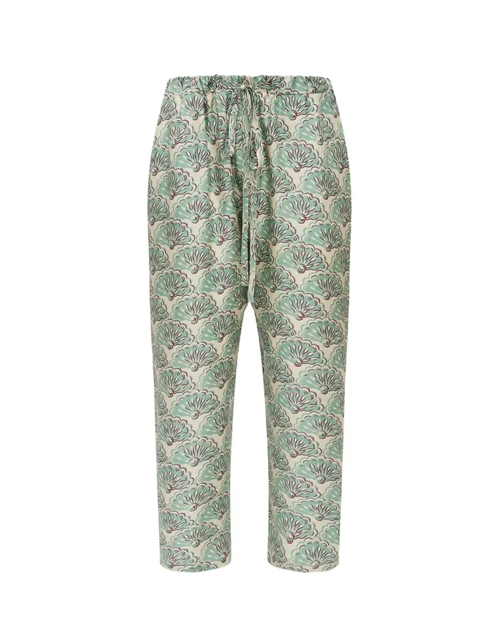 La Doublej Drawstring Pants Fans Mint In Silk Twill Women Shorts and Pants