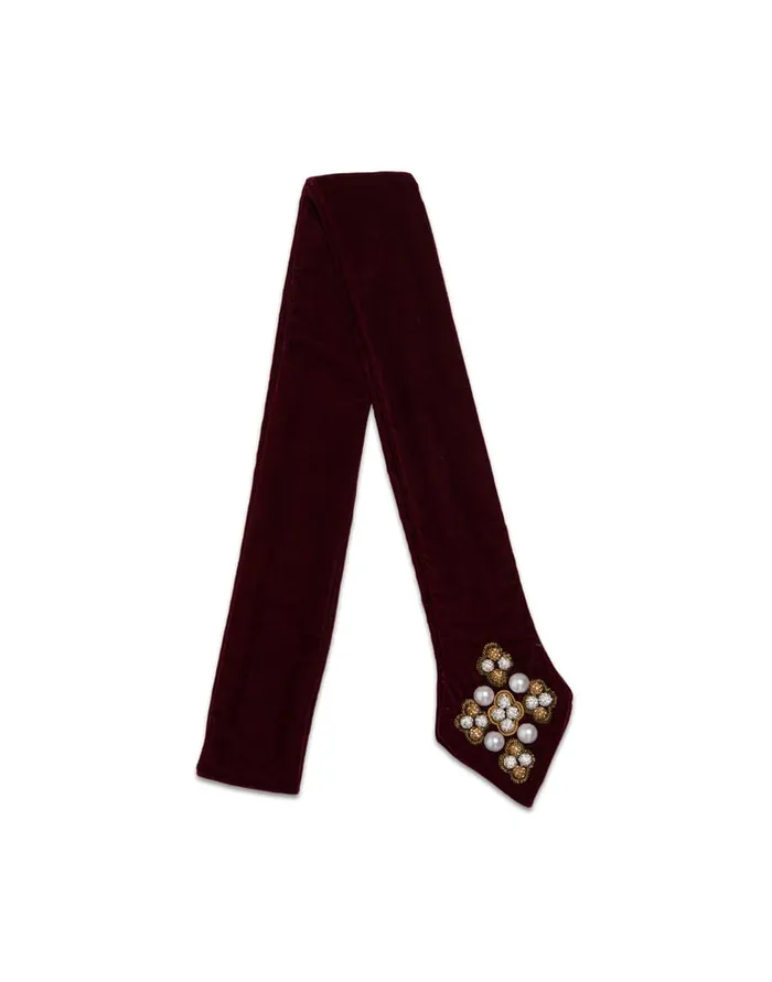 La Doublej Ella 2Ways Stole Solid Red In Velvet Women Foulards and Scarves