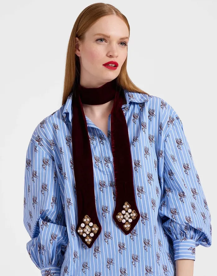 La Doublej Ella 2Ways Stole Solid Red In Velvet Women Foulards and Scarves