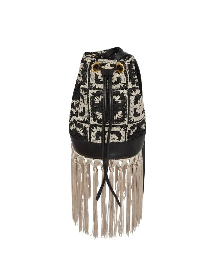 La Doublej Feria Crossbody Bag Mini Tiles Black In Macram Women Bags and Pochettes La Doublej Feria Crossbody Bag Mini Tiles Black In Macram Women Bags and Pochettes