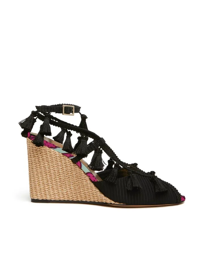 La Doublej Feria Wedge Lilium Purple In Twill Women Shoes