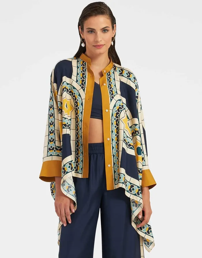 La Doublej Foulard Shirt Mudejar Place Blue In Silk Twill Women Shirts and Tops La Doublej Foulard Shirt Mudejar Place Blue In Silk Twill Women Shirts and Tops