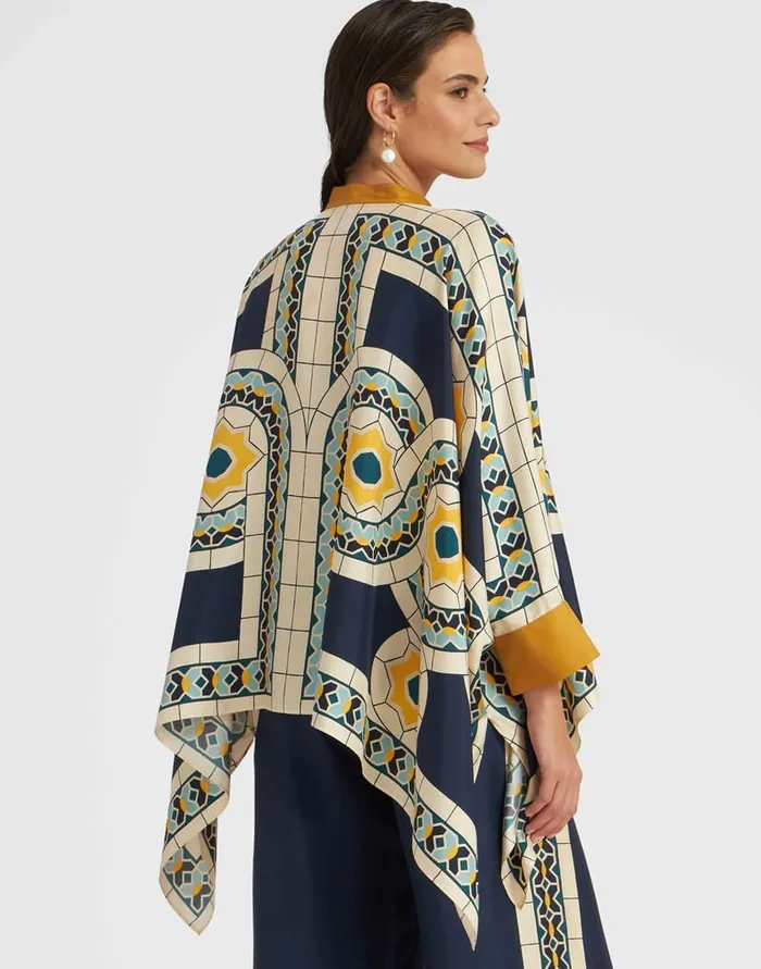 La Doublej Foulard Shirt Mudejar Place Blue In Silk Twill Women Shirts and Tops