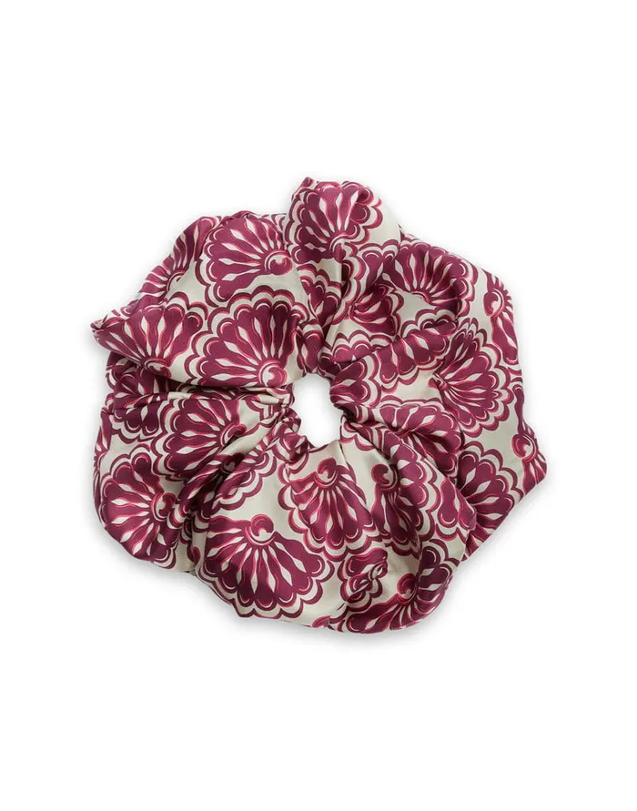 La Doublej Giga Scrunchie Fans Purple In Silk Twill Women Hair Accessories