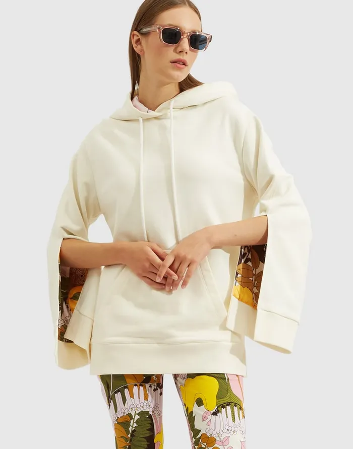 La Doublej Girlfriend Hoodie Solid Ivory In Jersey Women TShirts and Sweatshirts La Doublej Girlfriend Hoodie Solid Ivory In Jersey Women TShirts and Sweatshirts