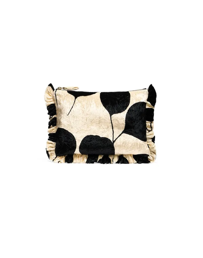 La Doublej Hand Pochette Lunaria Light Pink In Crushed Velvet Women Bags and Pochettes