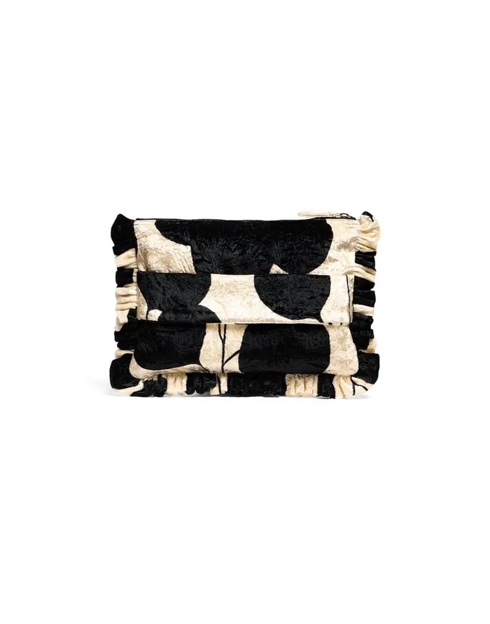 La Doublej Hand Pochette Lunaria Light Pink In Crushed Velvet Women Bags and Pochettes