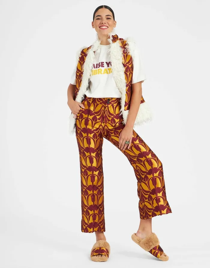 La Doublej Hendrix Pants Papyrus Gold In Jacquard Women Shorts and Pants