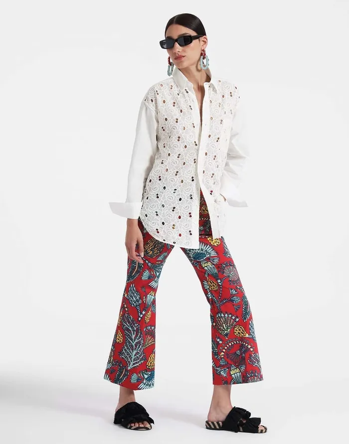 La Doublej Hendrix Pants Sicomore Red In Heavy Stretch Cotton Women Shorts and Pants