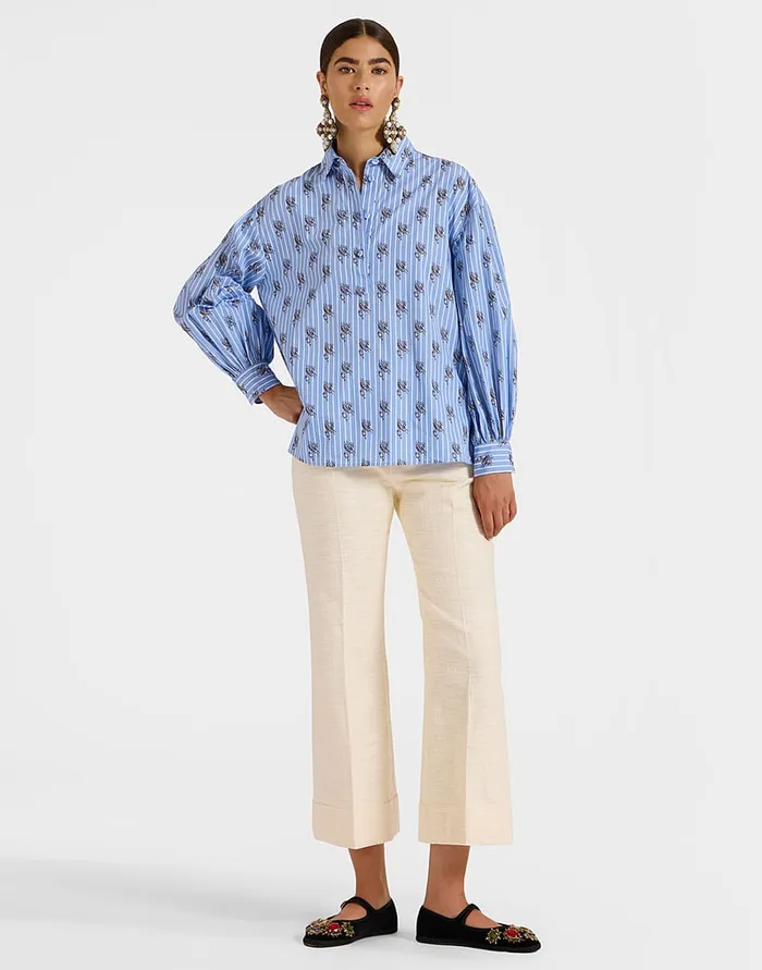 La Doublej Hendrix Pants Solid Cream In Shot Cotton Women Shorts and Pants