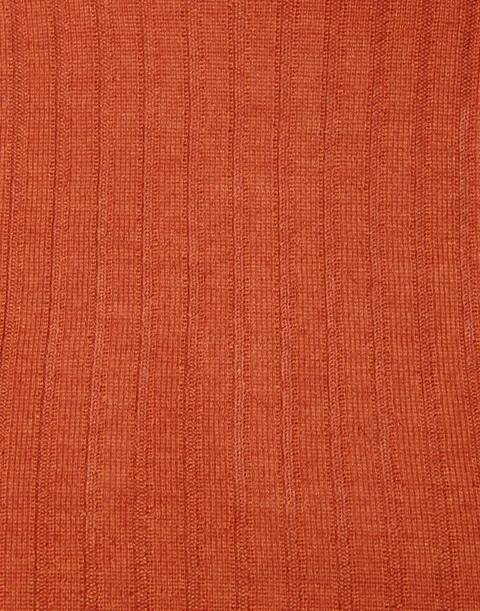La Doublej High Kick Top Orange In Ribbed Silk Cashmere With Feathers Women Knitwear