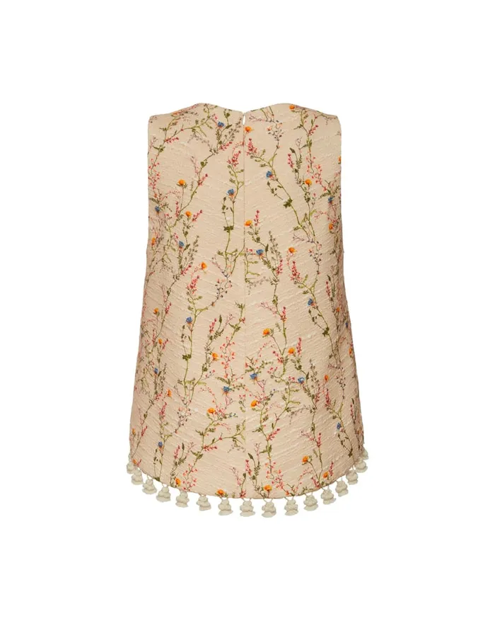 La Doublej La Scala Top Primavera Cream In Tweed With Tassels Women Shirts and Tops