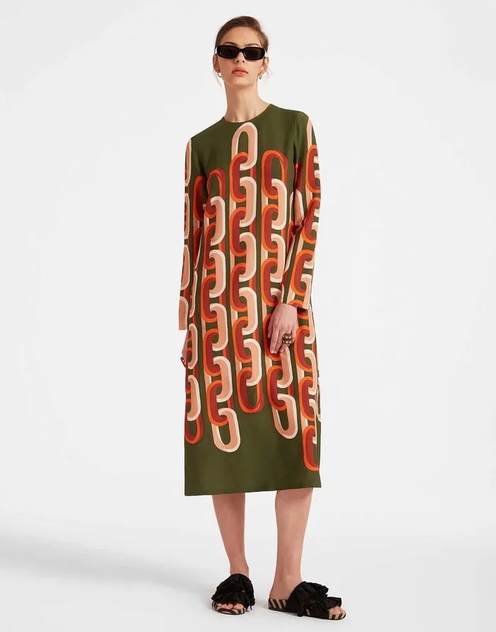 La Doublej Long Sleeve Midi Swing Dress Prometheus Place Camouflage In Sabl Women Dresses La Doublej Long Sleeve Midi Swing Dress Prometheus Place Camouflage In Sabl Women Dresses
